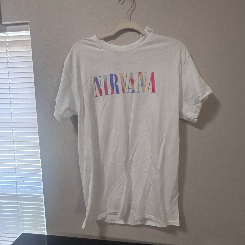NIRVANA White Tee with Multicolor Logo